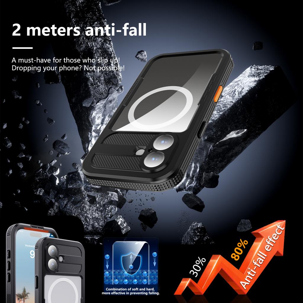 REDPEPPER For iPhone 17 IP68 Waterproof Case Clear Back Phone Cover Compatible with MagSafe