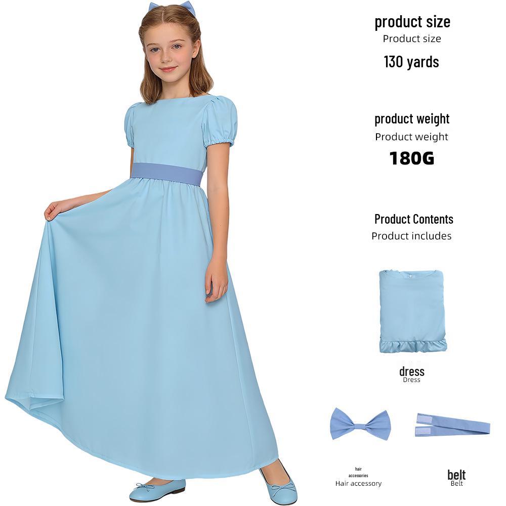 Little Flying Man Peter Pan Wendy Princess Dress Cosplay Costume Child 140