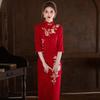 Elegant Red Long Sleeve Modified Cheongsam Dress Women Wedding Guest Outfit Vintage Chinese Style Formal Gown