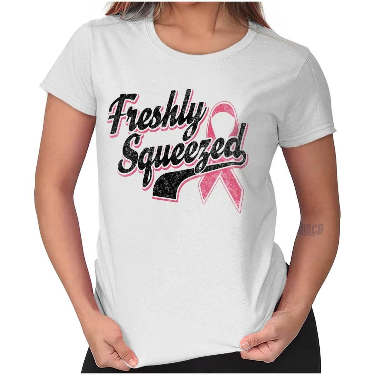 Freshly Squeezed Breast Cancer Awareness Pun Womens Top Junior Graphic Tee XXXL