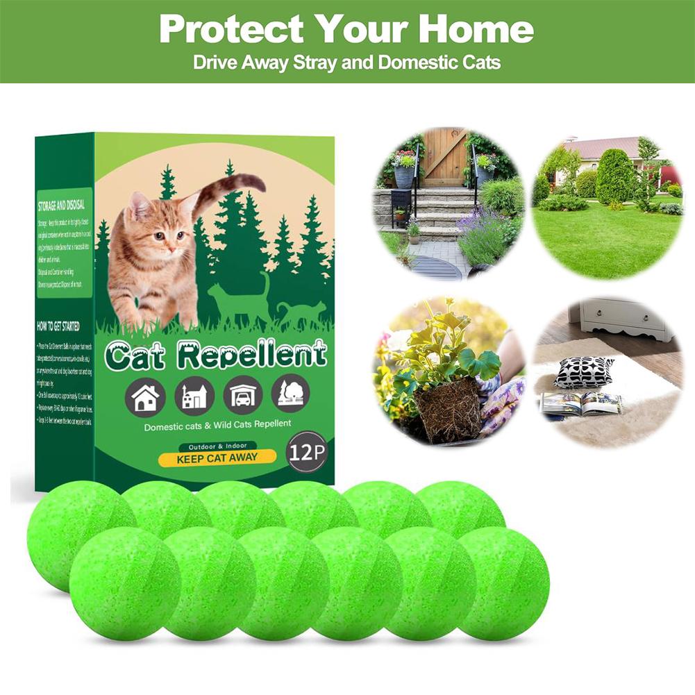 12pcs Cat Deterrent Outdoor Indoor Natural Peppermint Oil Cat Deterrent Ball Dog Repellent Keep Cats Off Lawn Yard Garden