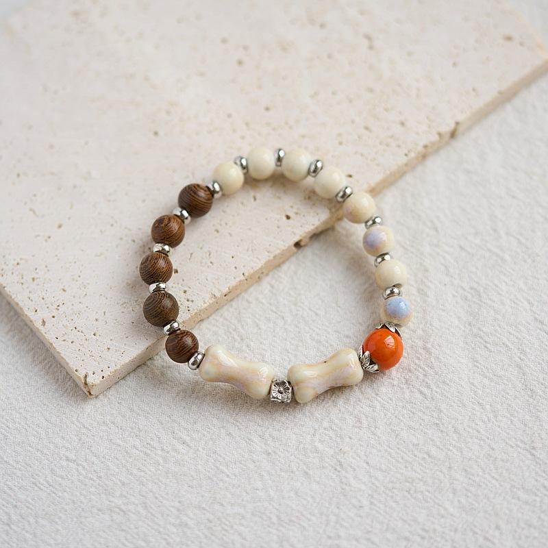 Literary Bracelet Maillard Color Jingdezhen Ceramic Bracelet Female Gift Student National Style Creative National Style Accessories