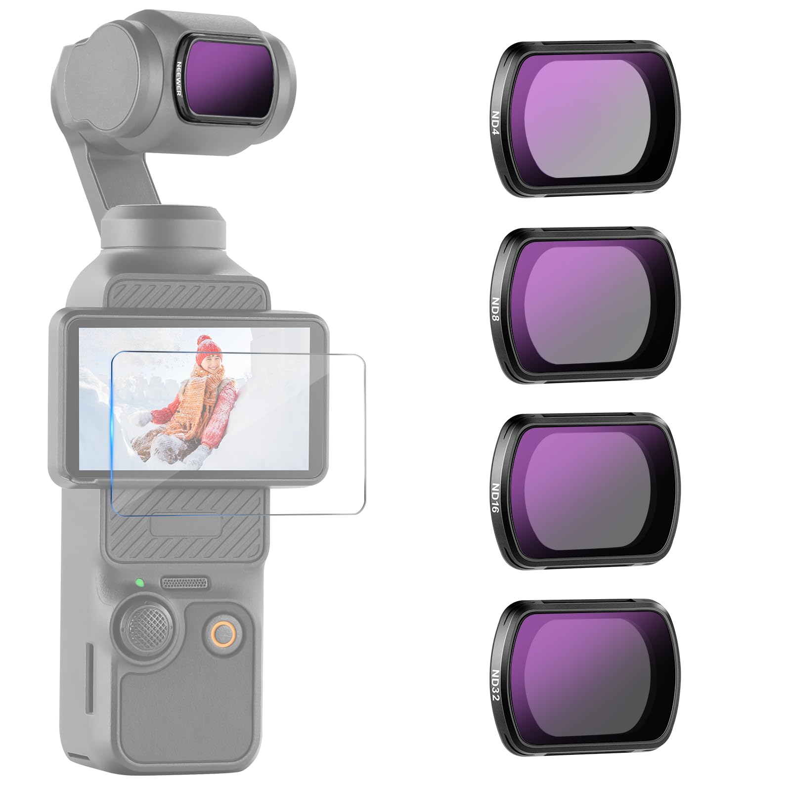 

NEEWER Magnetic ND Filter Set for Pocket 4 Neutral Density Filter Multilayer Coating HD Optical Glass Action Camera Filter Compatible DJI Osmo Pocket