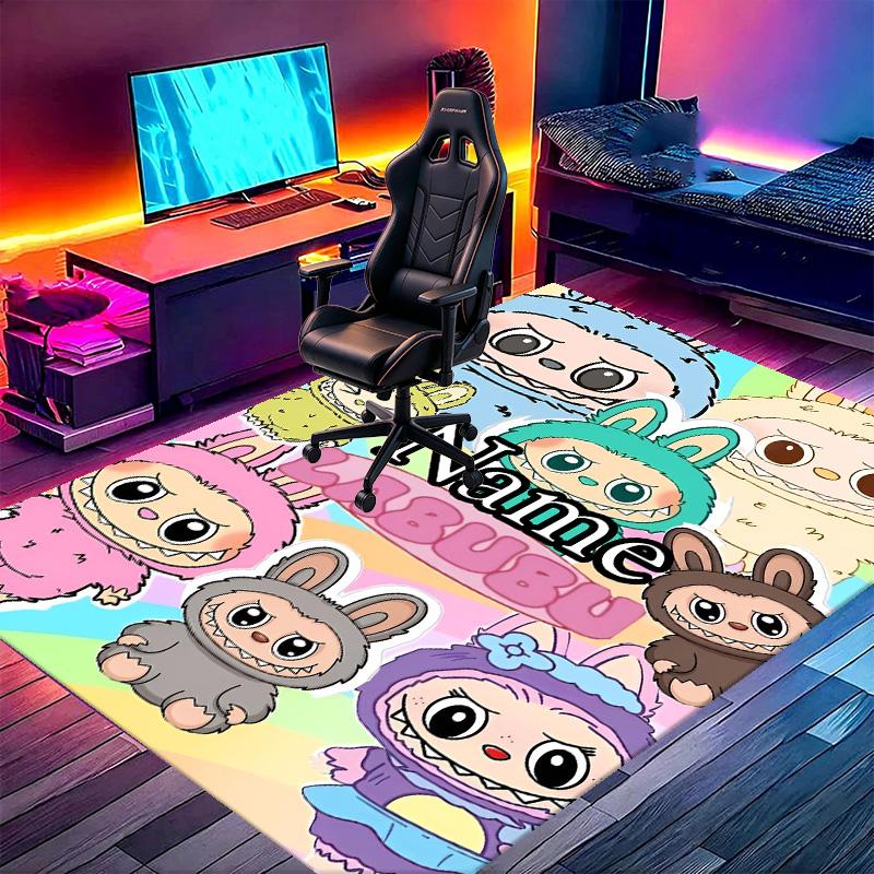 Custom Name Personalized Labubu Print Carpet, Versatile Home Decor Rug, for Playroom, Apartment, Balcony, Entryway, Hallway Gift