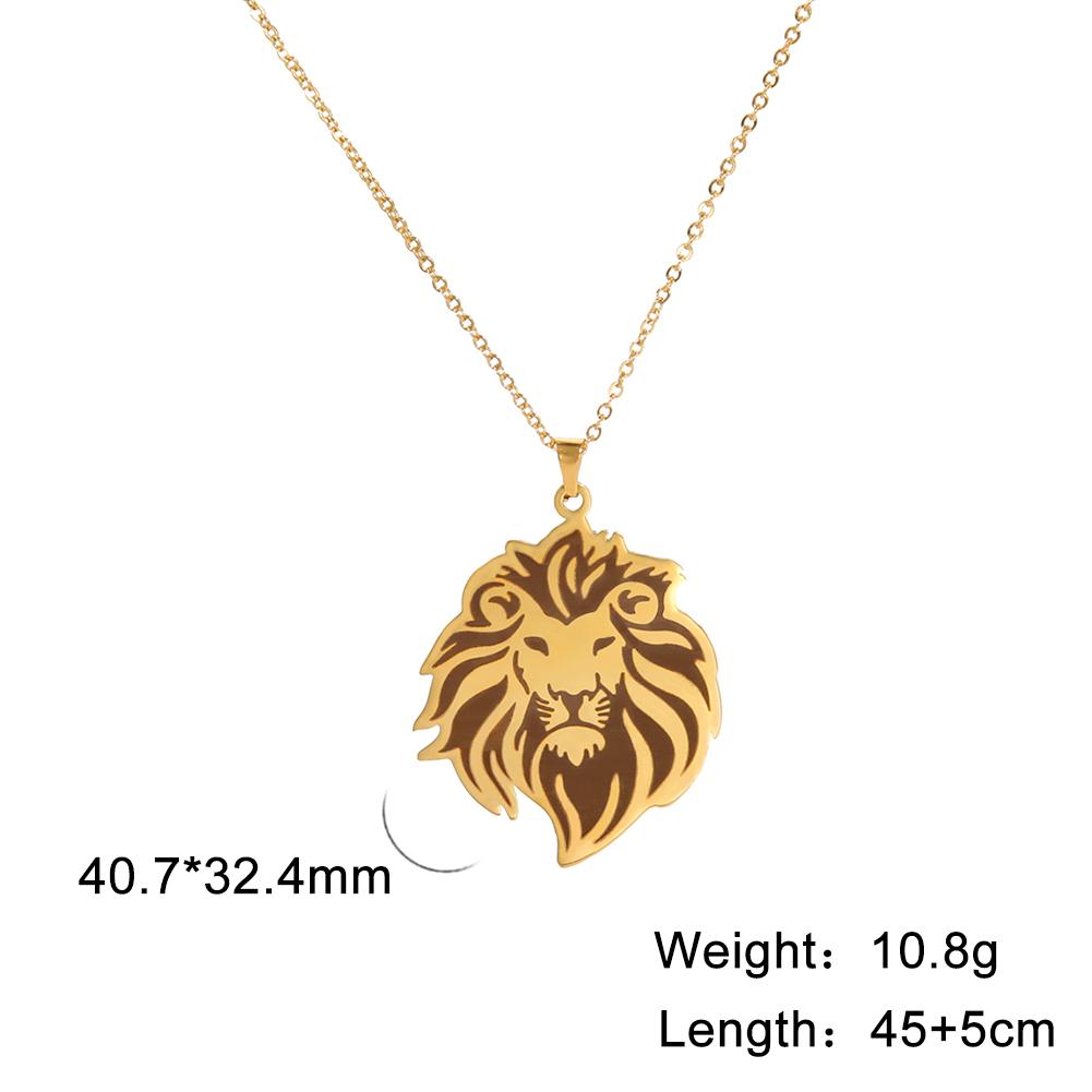 My Shape Punk Lion Head Pendant Necklace for Men WomenStainless Steel  Animals Necklace Choker Box Chain Fashion Jewelry Male