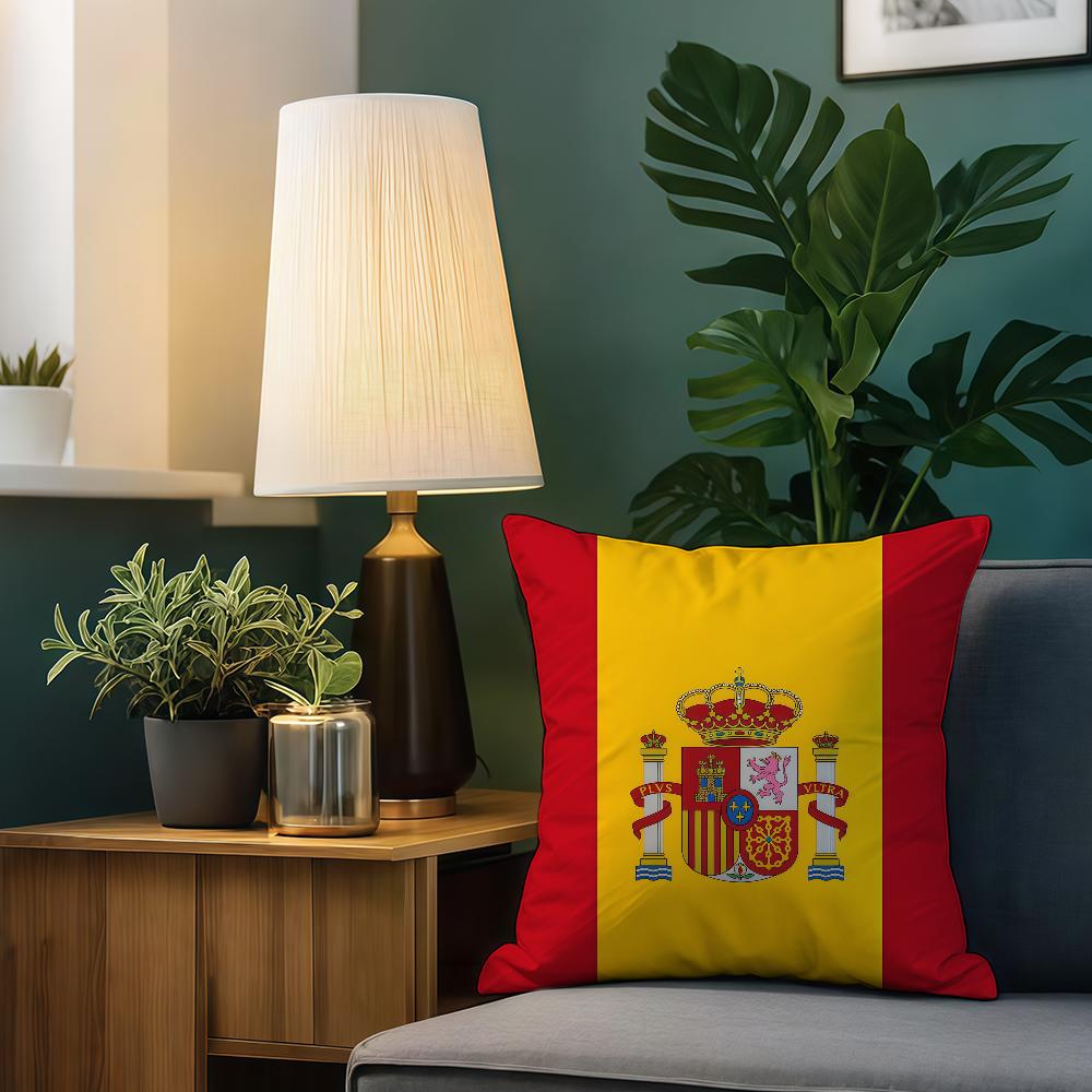 S-Spain Flag Cool cushion cover Double Sided Printed Polyester Pillowcase Pattern Decorative Zipper Cushion Cover
