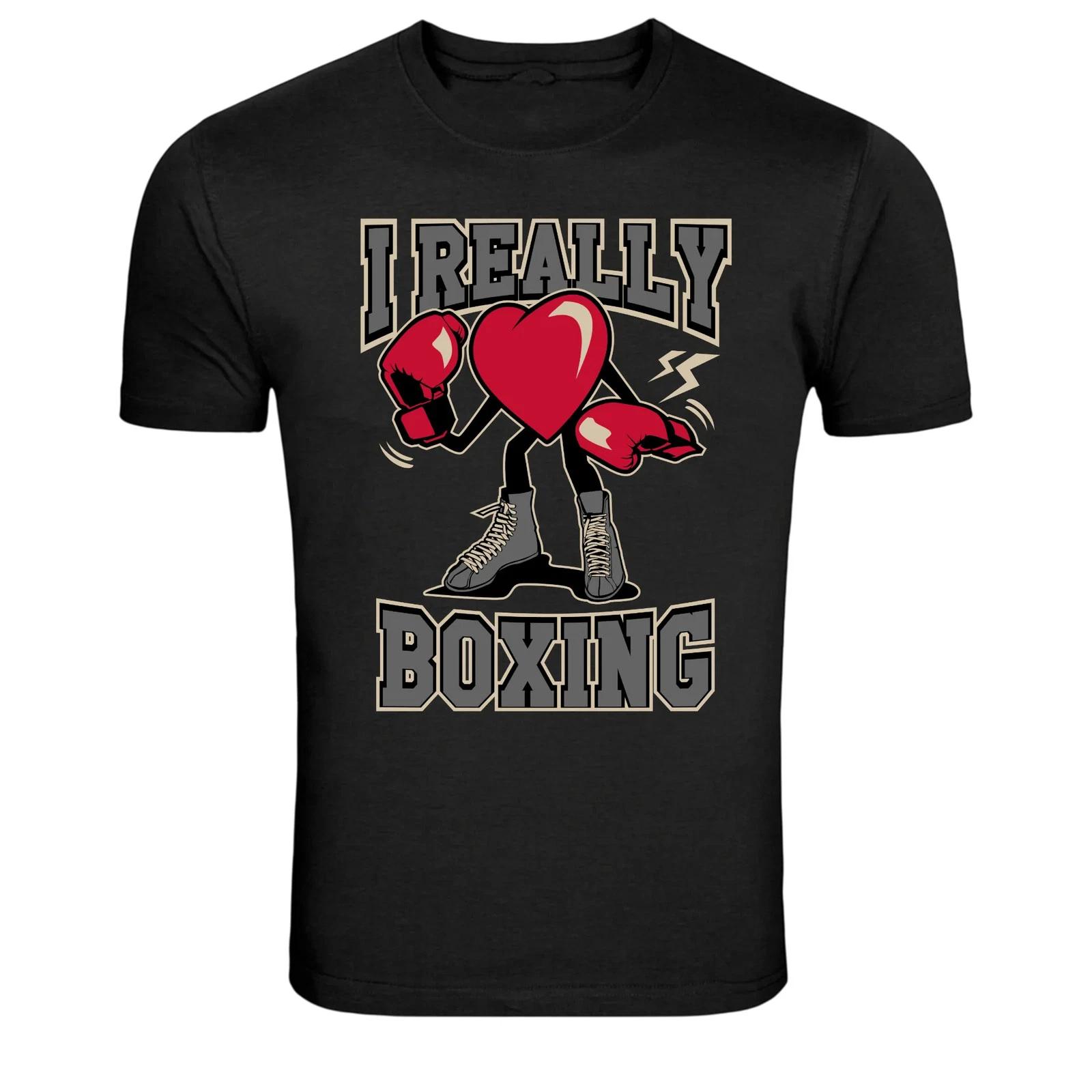 I Really Love Boxing Funny Boxing Heart Gloves T-Shirt S