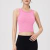 Women's Spring/Summer Slim Fit Striped Tank Top with Chest Pads - Round Neck Camisole Bra