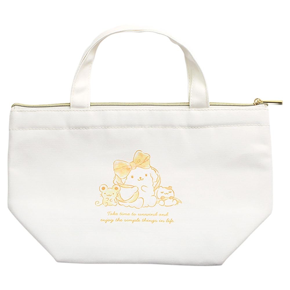 Tees Factory Sanrio Characters Insulated Canvas Lunch Bag, Watercolor Big RibbonPom Pom Purin, SR-5535762PU