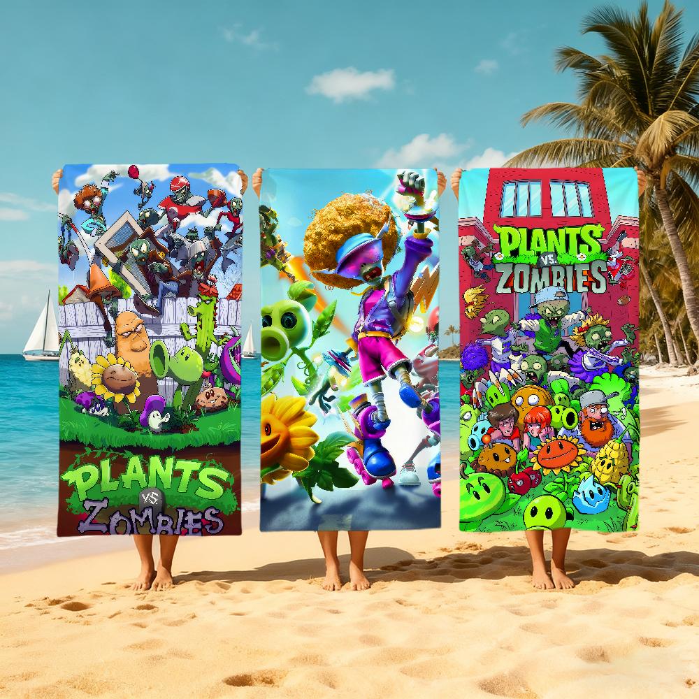 P-plants-s game Towel Large Quick-Drying Z-zombies Microfiber soft Beach Towel for Travel Fitness Sauna Bathing Camping