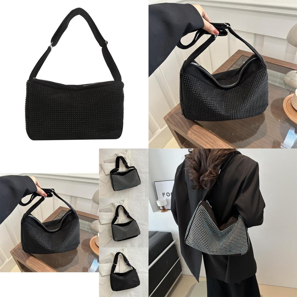 Fashionable Trendy Shiny Rhinestone Tote Bag For Women Elegant Shoulder Crossbody Handbag