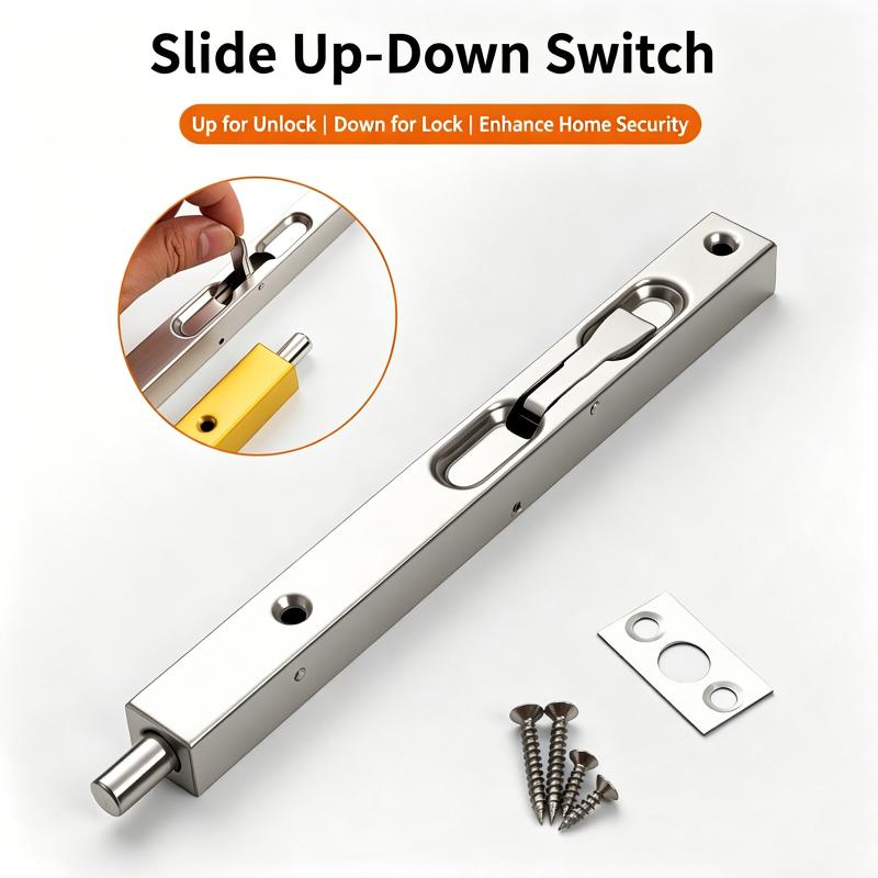 Thickened 304 Stainless Steel Hidden Vertical Flush Bolt Lock Anti-pry for Home Double Front Door Security