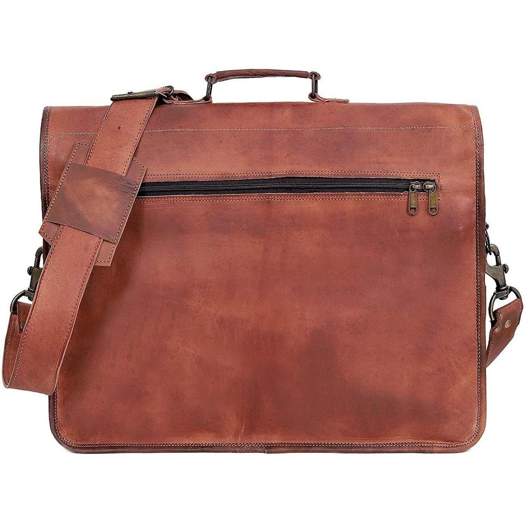 Ziegenleder Vintage Messenger Braun Laptop Herren Aktentasche Echte Schultertasche