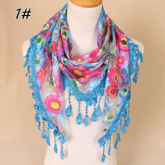 

GZWYHT Silk ScarfScarves for Women Lightweight Women Lace Tassel Floral Multicolor Print Hollow Scarf Shawl A
