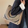 Large Capacity Linen Shoulder Bag for Women's New Ethnic Style Fashion Handbag KTB