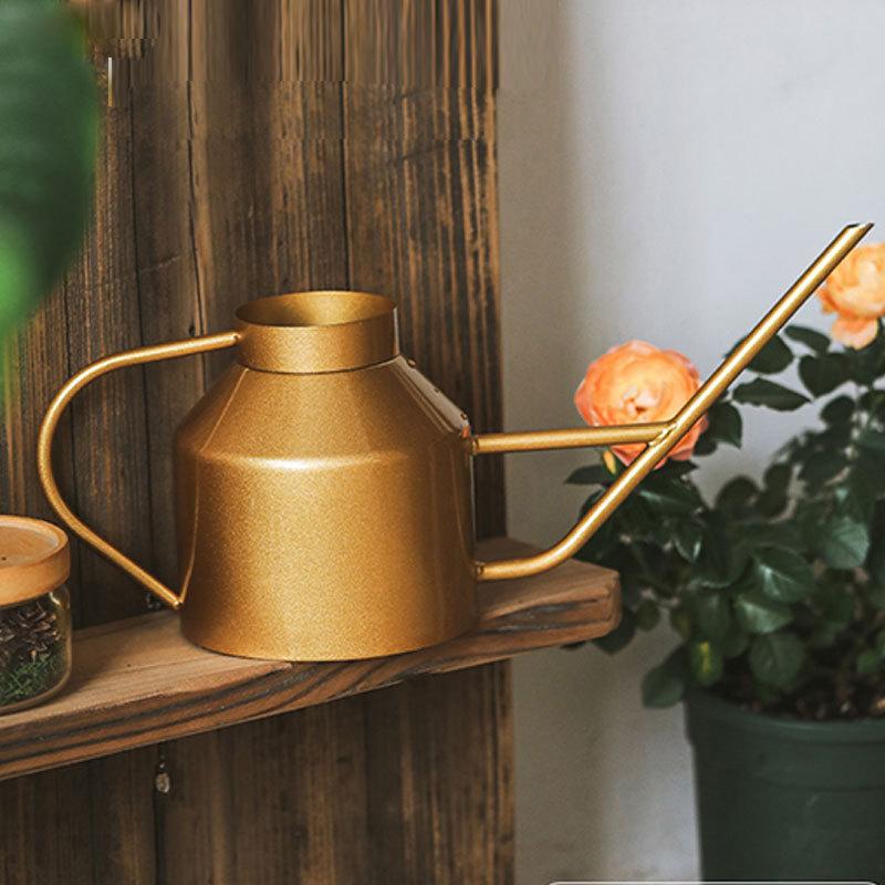 2024 New 304 Stainless Steel Long Mouth Watering Pot for Household Use 1.6L Electroplated Gold Sprinkler with Large Capacity