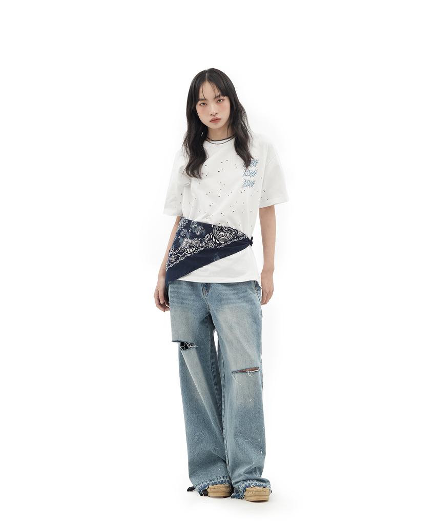 Depeugameoncheu Icy Logo Damaged T-Shirts [White]