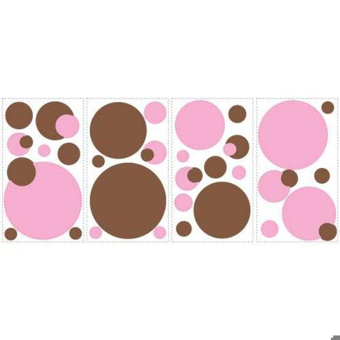 Stickers repositionnables pois roses et marrons