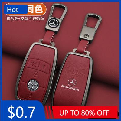 Autocollant de Voiture Étui à Clé en Alliage de Zinc et Cuir Coque de Télécommande Pour Mercedes Benz Classe A C E S G GLC CLE CLA GLB GLS W177 W205 W213 W2