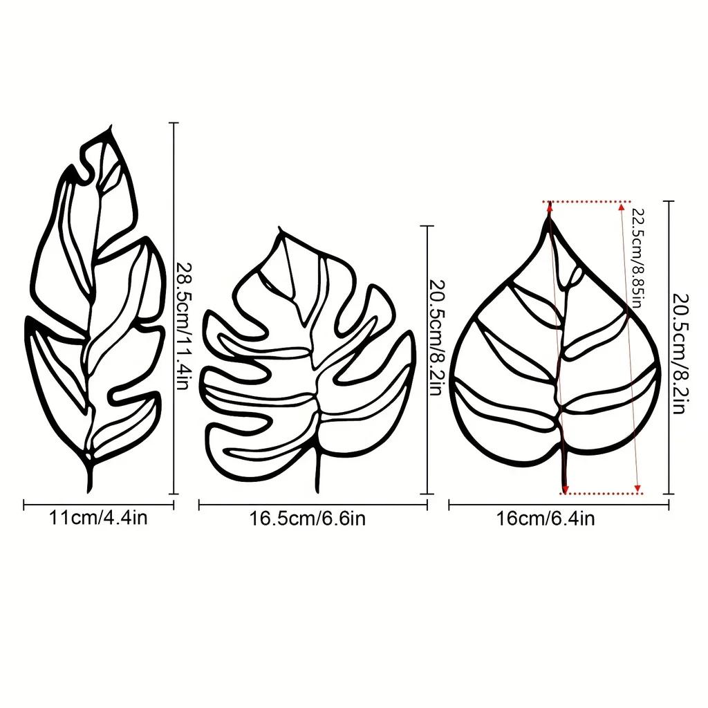 3pcs Animula Three Leaves Wall Decoration – Elegant Wall Hanging Art for Room and Home, Perfect for Holiday and Festival Decor