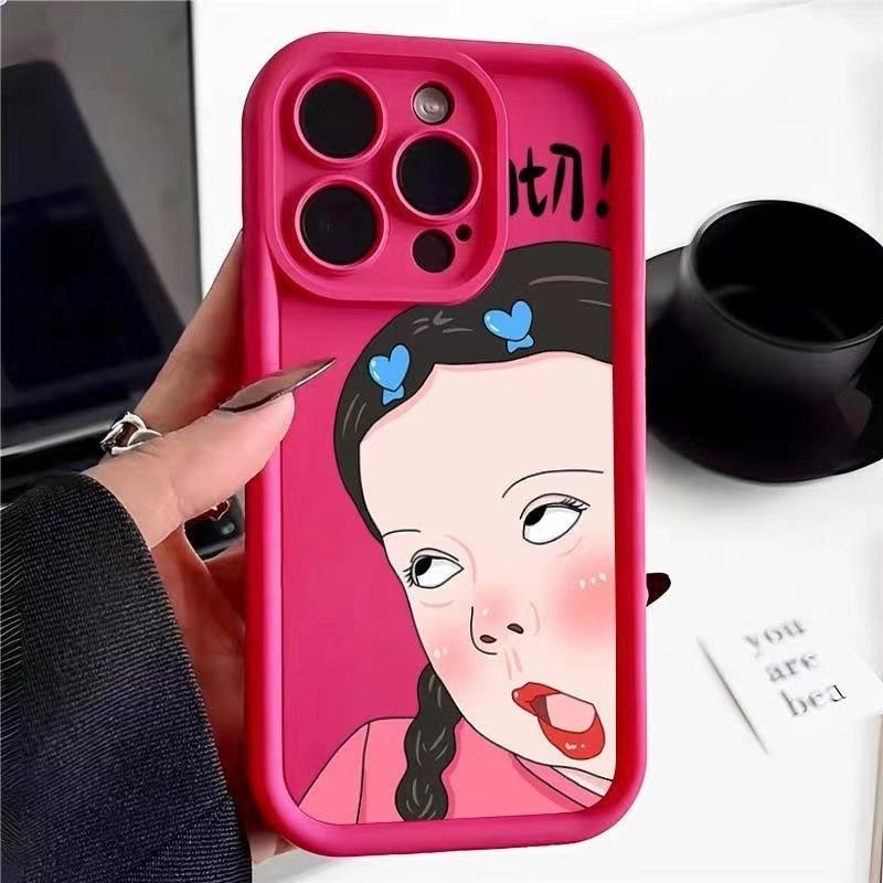 Funny Girl Applies iPhone Case iPhone17promax Matte 16\ 13 Silicone Soft Case 15pro Cute