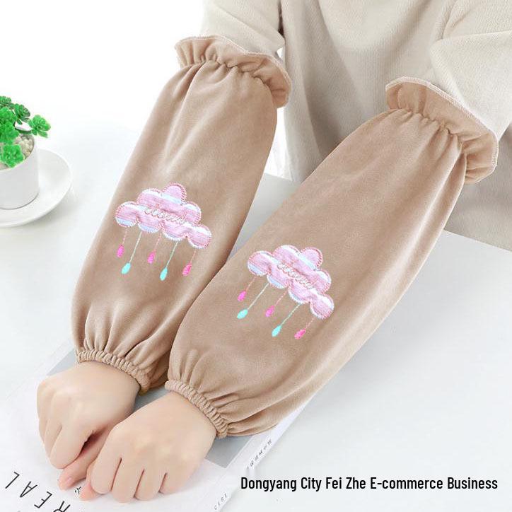 Men's and Women's Cute Korean Style Mid-Length Fleece Sleevelets and Foot Covers for Autumn and Winter