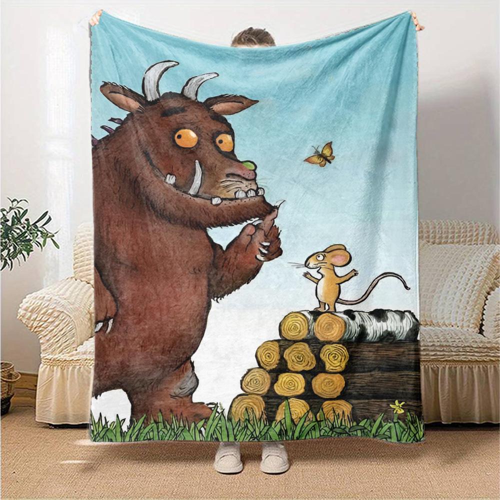 Coperta stampata a tema Il Gruffalò - Perfetta per divano, letto, viaggi e uso all'aperto | Lavabile in lavatrice, accogliente e resistente.