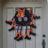 Halloween Party Wreath Hanging Welcome Sign Long Legged Witch Wall Hanging Front Door Decorative Outdoor Pumpkin Decoration