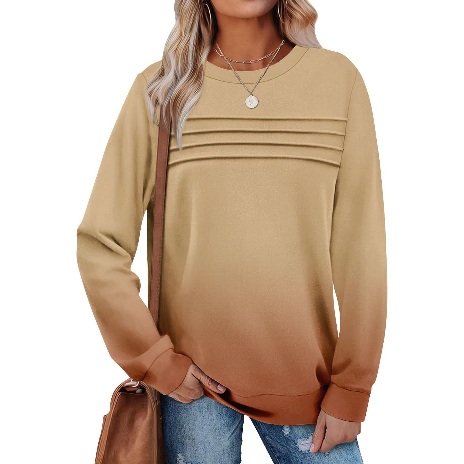 

Женский повседневный свитшот с длинным рукавом и круглым вырезом, приталенный плиссированный топ S