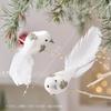 2Pcs Christmas Tree Pendant Bird Decoration White Foam Simulated Bird Pendant Artificial Handmade Christmas Home Decoration