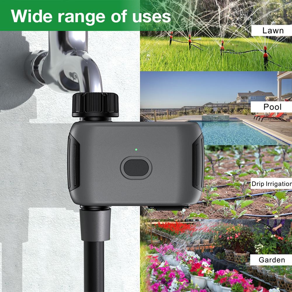Timer per Irrigazione Intelligente Tuya WiFi6 Batteria 150 Giorni 50M 20 Zone Alexa Google Home per Irrigazione a Goccia da Giardino
