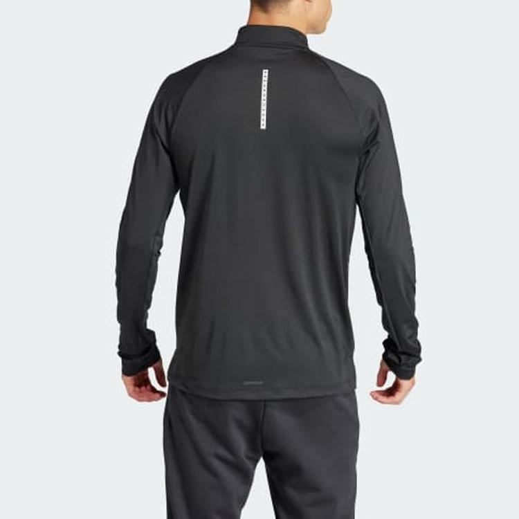 Adidas Gym Training 1/4-Zip Long Sleeve Tee Black Men Streetwear IP4468