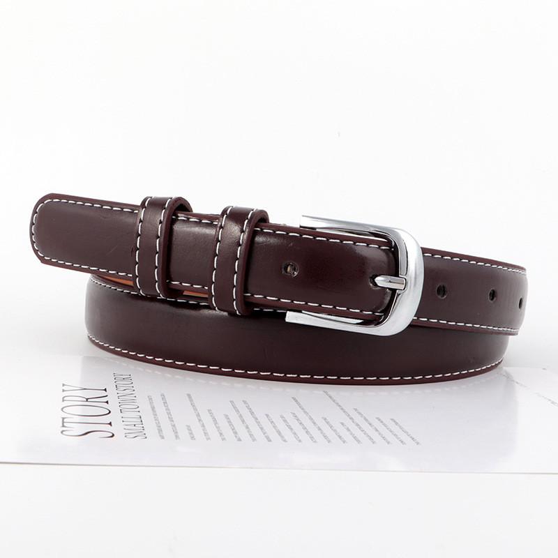 Pu Ladies Leather Belt With Metal Pin Fastener For Office And Daily Outfits