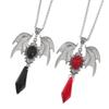 Gothic Vampire Bat Necklace For Women Man Fashion Witch Jewelry Accessories Red Crystal Vintage Bat Pendant Necklace