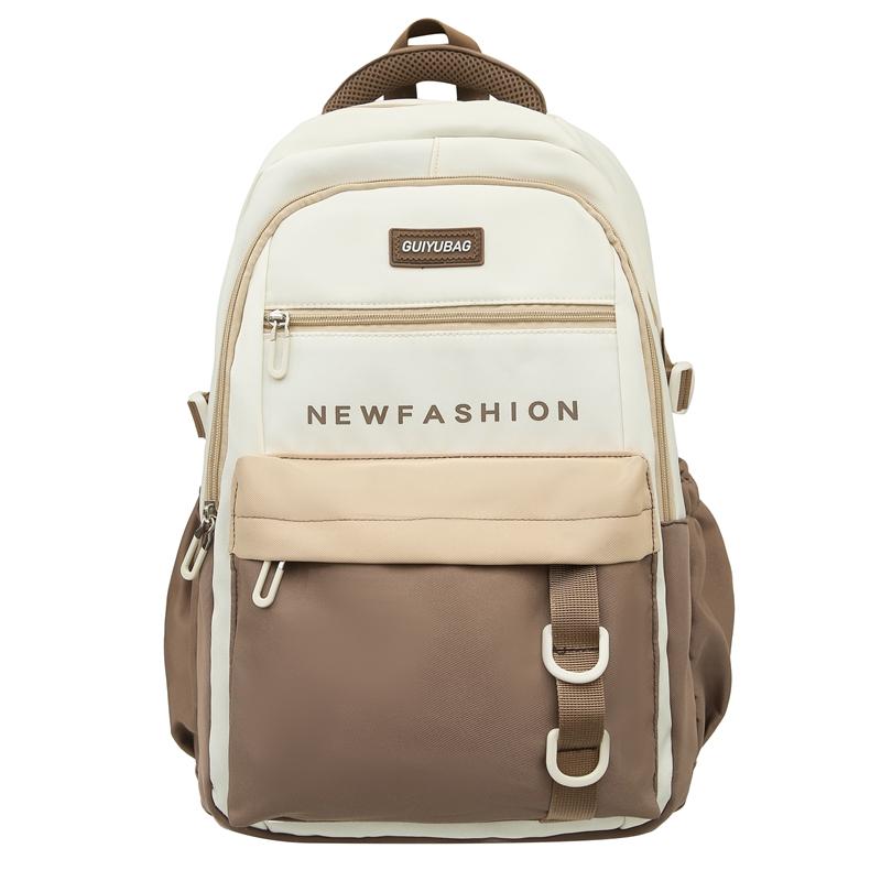 

Женский рюкзак большой емкости для школьников, рюкзак для девочек с цветными блоками коричневый