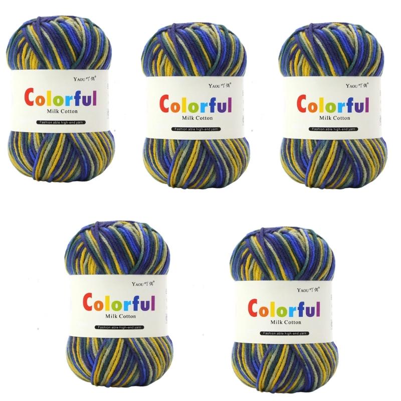 5Rolls Soft Dyed Acrylic Yarn 50grams Per Roll for Knitting Sweater Scarves Hat Blankets Baby Clothes Home Decoration