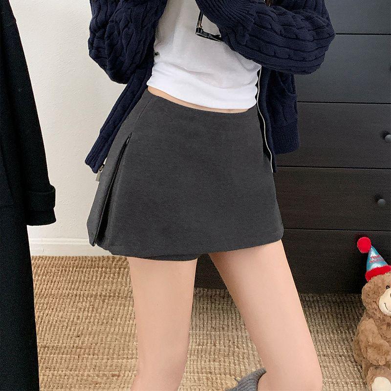 

2025 High Waist Wool A-line Skirt, Versatile Two-Way Wear with Side Zipper - Perfect for Spring, Autumn & Winter S серый