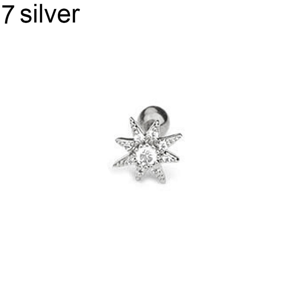 Star Zirconia kvinner 1Pc Cross Helix Innlagt Cubic Sun Moon Stud Ear