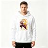 Men's Anime Flame Character Print Pullover Hoodie Casual Long Sleeve Graphic Sweatshirt for Daily Wear