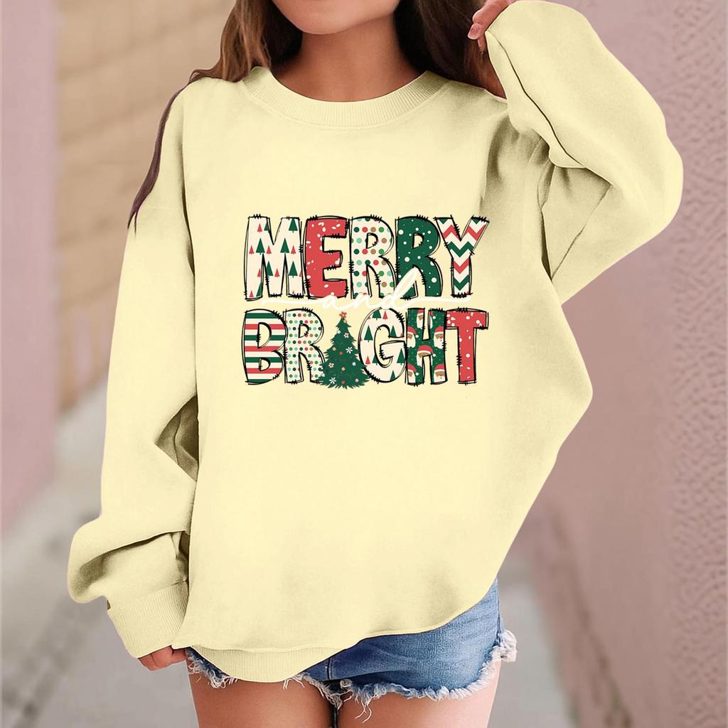 Children's Fashionable Casual Long-sleeved Loose Christmas Print Pullover Sweatshirt