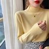 Pullover Sweater Women Autumn Winter Loose Outerwear Semi High Neck Knit Base Layer Gentle Top