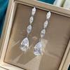 CAOSHI Fashion Lady Dangling Earrings for Engagement Brilliant Zirconia Pendant Accessories for Women Graceful Zircon Gift
