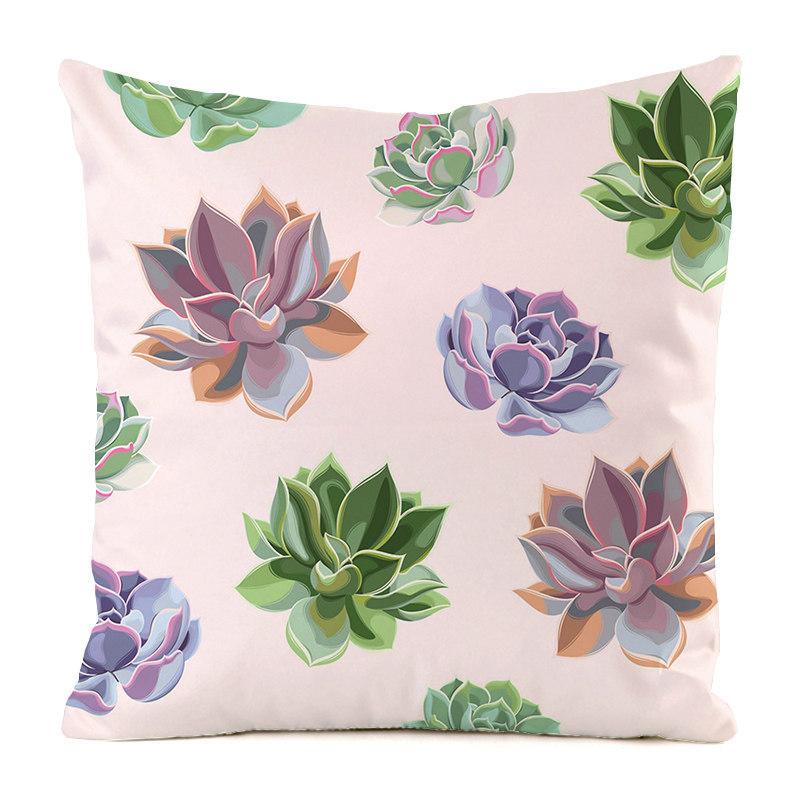 Nordic tropical style flowers Digital printing short plush pillow covers for car sofa office cushion cover home goods