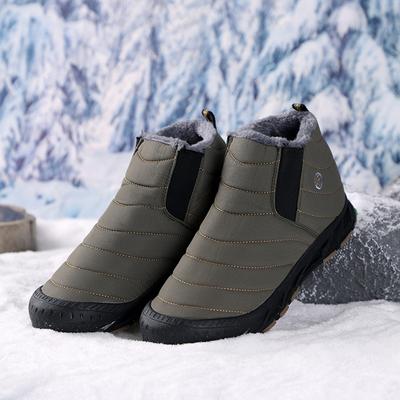Winter Warm Snow Boots for Men Non-Slip Water Resistant Ankle Booties With Faux Fur Lining Men's Outdoor Comfortable High-Top Hiking Walking Shoes