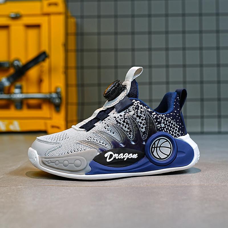 Running Medium Children's Net Shoes Single Fly Knitting Children's Shoes Summer Foreign Trade Basketball Sports Shoes New Breathable Boys