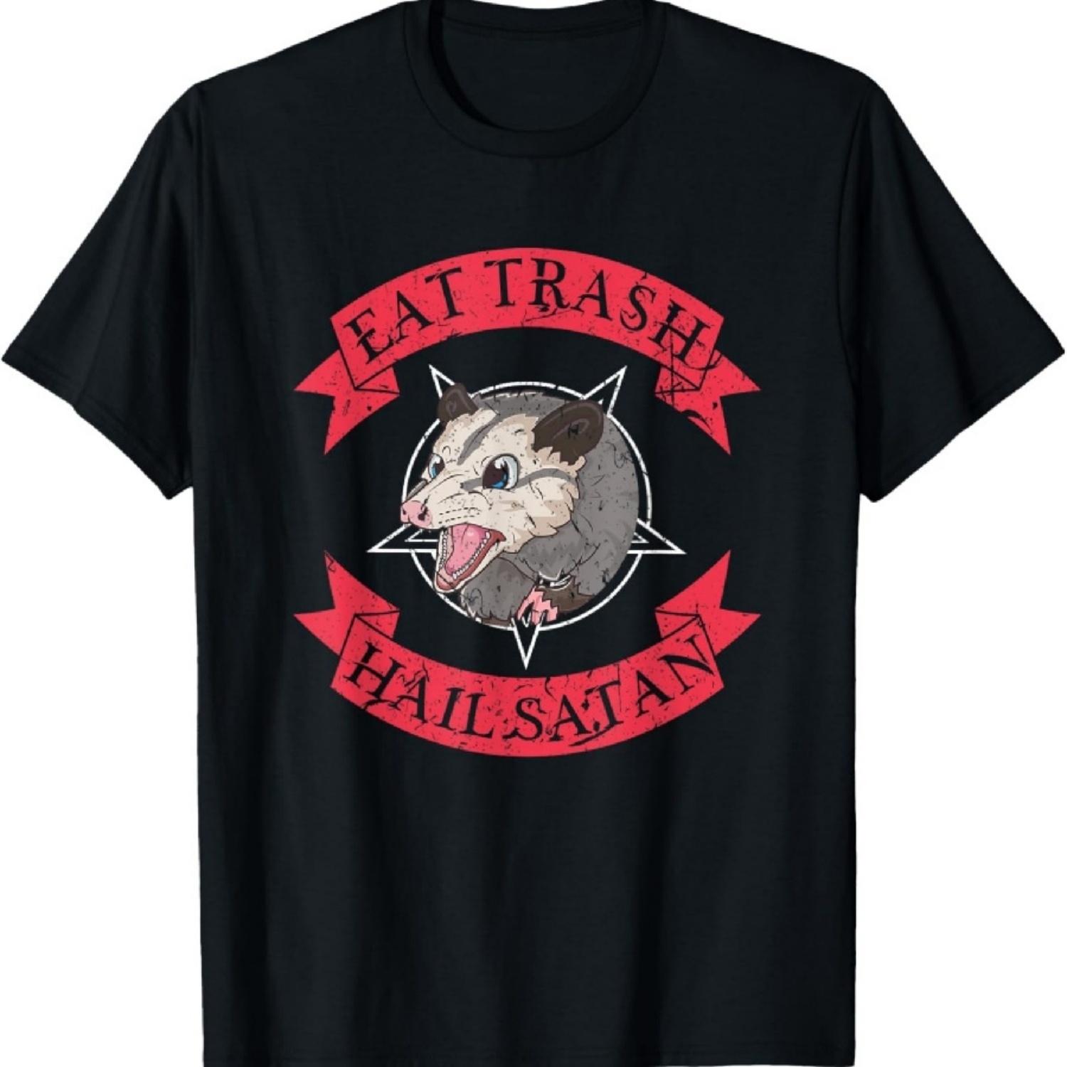 

Eat Trash Hail Satan Funny Occult Possum Satanic Pentagram T-Shirt XXXXXL чорний