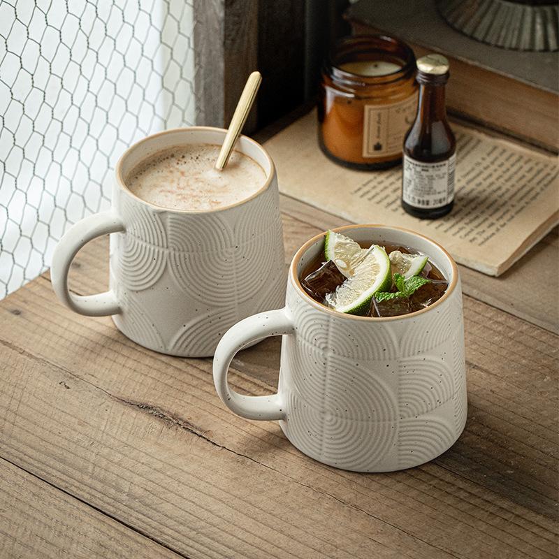 Design Sense Ceramic Cup Relief Sesame Glaze Coffee Cup Niche Personality