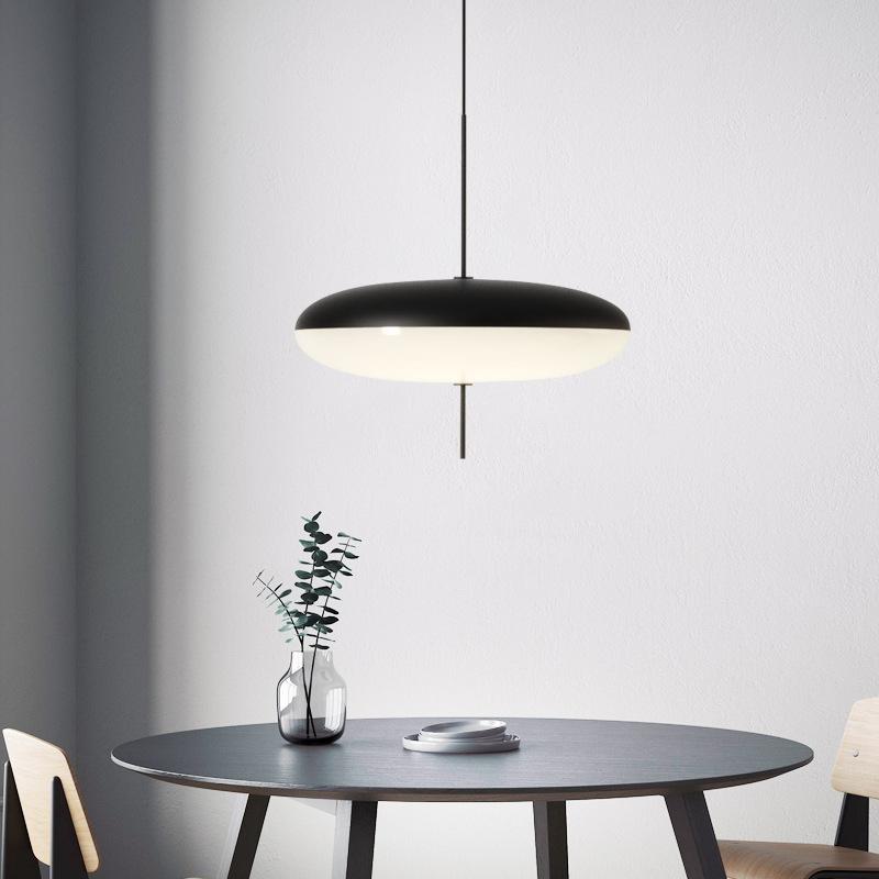Modern Flying Saucer Pendant Light 50cm Black White Hanging Lamp For Restaurant Study Living Room Bedroom Bar Decoration Fixture
