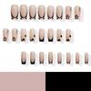 Square Press On Nail French Tips Fake Nail Full Cover False Nail with Flower Designs Artificial Acrylic Nail for Women