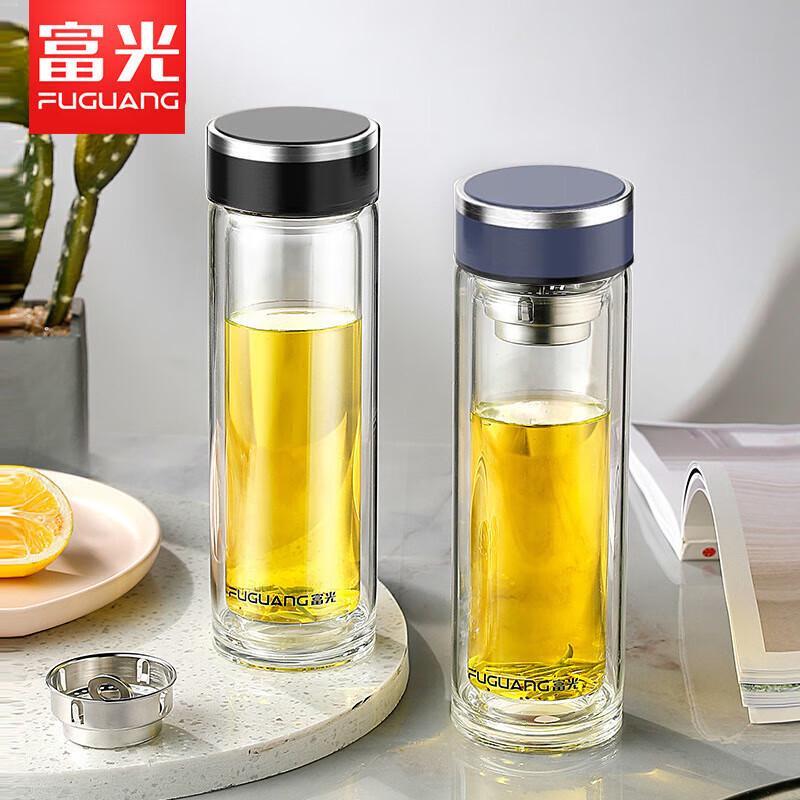 FUGUANG G2116 Double-Layer Glass Tea Infuser Bottle, 500ml